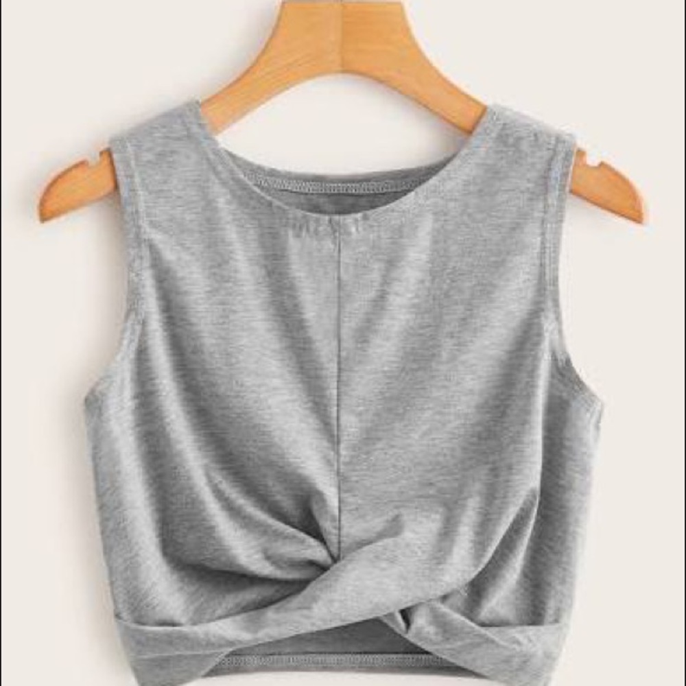 Topshop Gray Twist Front Crop Top